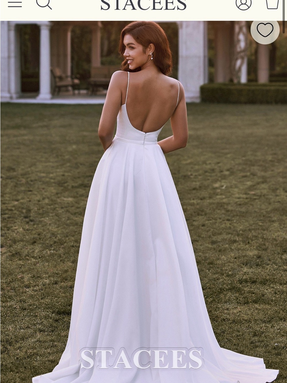 Ivory Satin Bridal Gown with Square Neckline - Picture 2 of 6